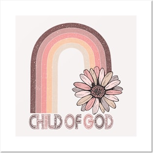 Child of God Boho Rainbow with Daisy Posters and Art